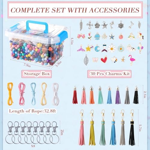 hotop 636 pcs silicone beads for keychain making, close-up detail