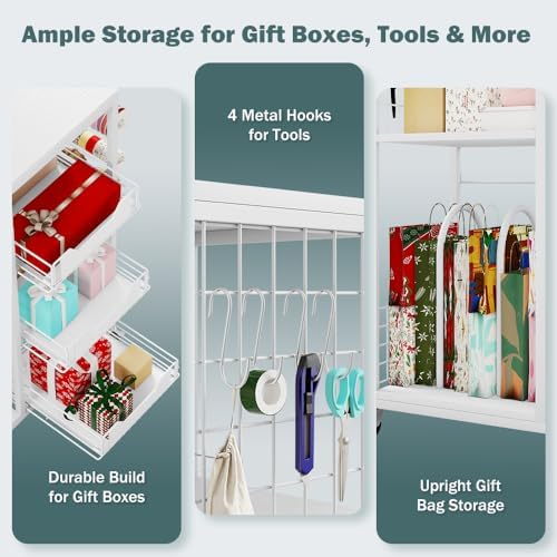 luckup rolling wrapping paper organizer cart – gift, package contents