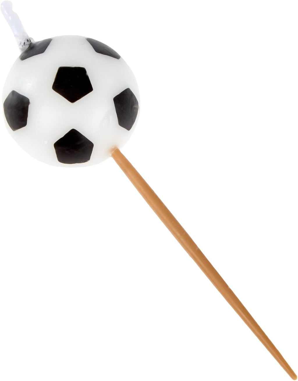 Soccer-Themed Birthday Candles (Pack Of 6) - Black & White Wax Candles On Wooden Picks - Ideal For Sports Fans Celebrations