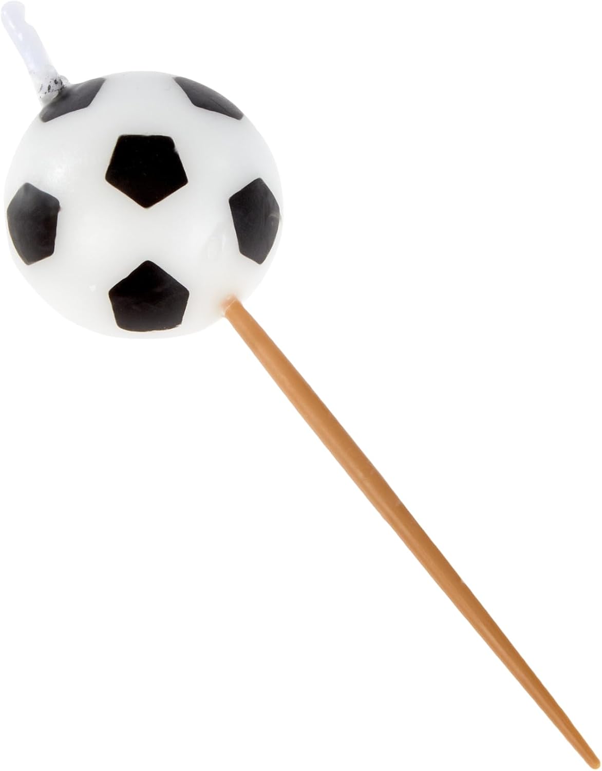 Soccer-Themed Birthday Candles (Pack Of 6) - Black & White Wax Candles On Wooden Picks - Ideal For Sports Fans Celebrations