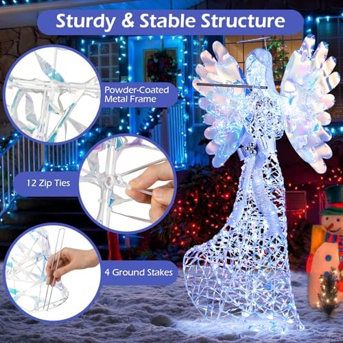 tangkula 5.2 ft christmas lighted iridescent angel with, package contents