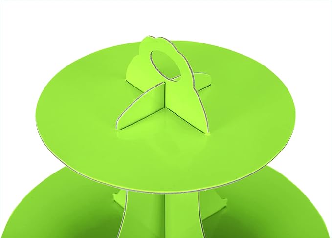 3-Tier Cupcake Stand, Cake Stand holder, Tiered DIY Cupcake Stand Tower for Dessert Table Displays, Birthday Theme Party Favors Decoration, Floral Tea Party, 12" W x 12.8" H, Green