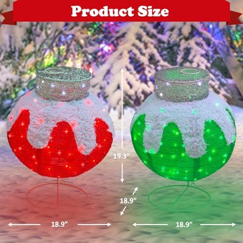 outdoor christmas balls lighted, 2pcs pop-up christmas ornaments on a desk or shelf