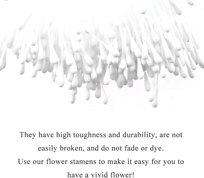 HAHIYO 700Pcs 2mm White Matte Double Heads Flower Stamen Pistil for Flower Making Scrapbook Decoration - Handmade Artificial Flower Pistil Matt-Like Floral Stamens Flowers Pollen Stamen