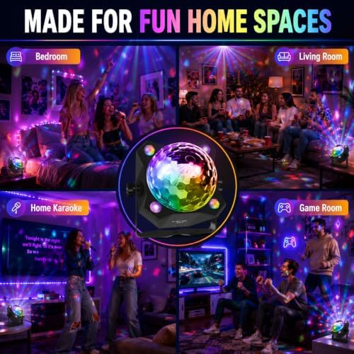 Disco Ball Light with Remote, Sound Activated Strobe and UV Blacklight