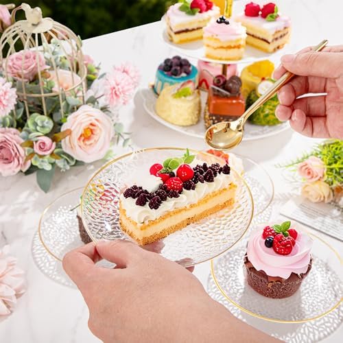rubtlamp 100 pack clear gold plastic dessert plates, package contents