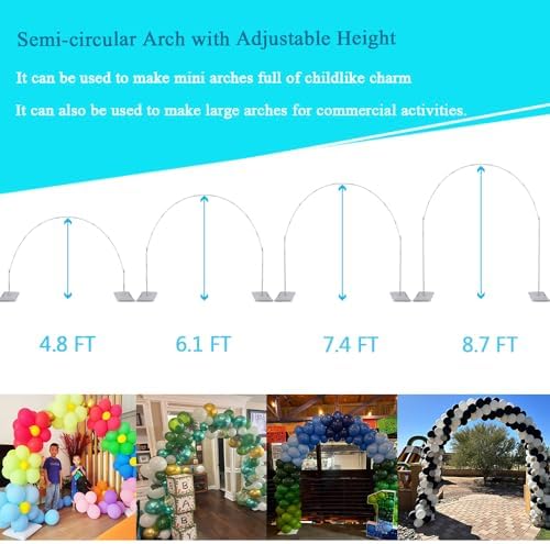 decojoy balloon arch stand, 7.5ft large round backdrop, side view