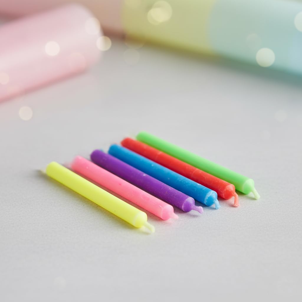 12-Count Neon Birthday Candles, Candle for Cake, Cupcake, Party Celebration