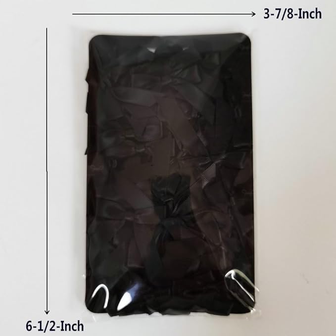 50pcs 1-1/2" Mini Black Satin Ribbon Bows Without Twist Ties for Crafts Gift Wrapping Packing Christmas Decoration (Black)