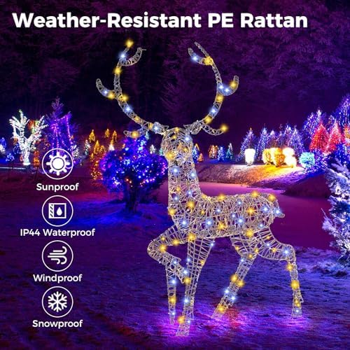 goplus 4.6 ft pre-lit christmas 3d reindeer, 170, side view