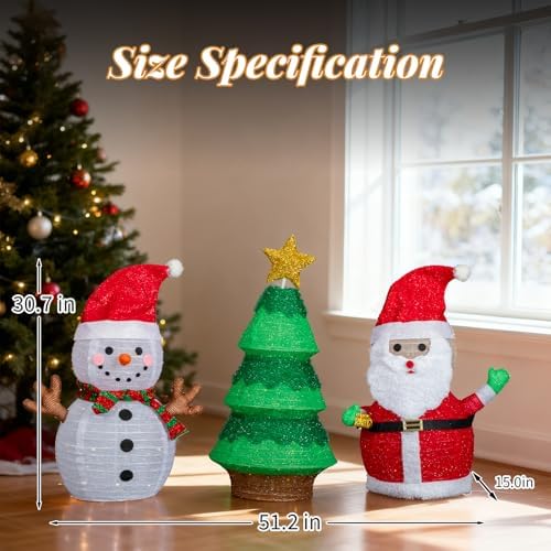 vingli 3 pack 30" 30 inch lighted snowman, front angle view