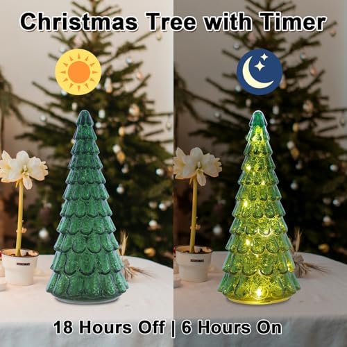 phitric christmas decorations indoor, 3 pcs sparkling glass, side view