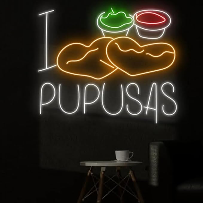 I Love Pupusas Neon Sign, Salvadoran Pupusas Led Sign, Custom Neon Sign, Pupusas Store Wall Decor, Pupusas Lover Gifts, Pupusa Neon Light Size:23inch
