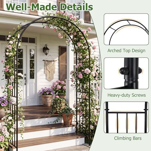 ldaily moccha garden arch arbor trellis, 7.2ft outdoor, package contents