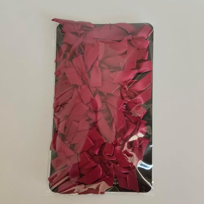 50pcs 1-1/2" Burgundy Satin Ribbon Bows Without Twist Ties Giant Bows for Christmas Holiday Gift Packing&Wrapping (Burgundy)