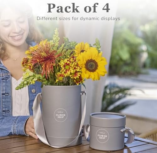 4 flower bouquet hat boxes | 2 per on a desk or shelf