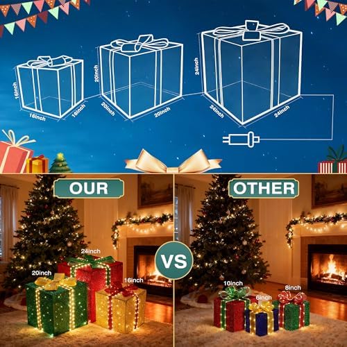 lomotech christmas decoration outdoor - set of 3 showing dimensions