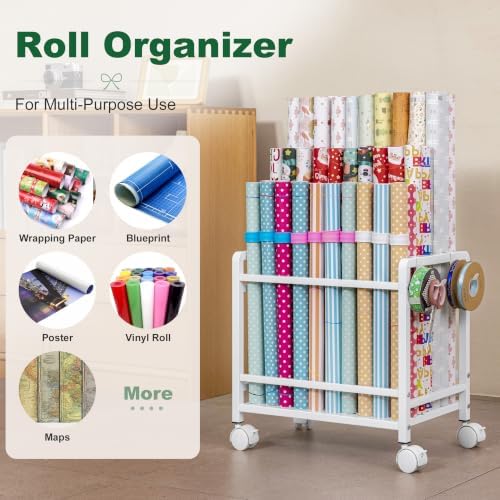 aquzee wrapping paper storage organizer, blueprint holder, 6, front angle view