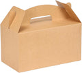 Grevo Brown Treat Box with Handle, 12Pcs, 9.45"x5"x5" Durable & Sturdy Cardstock Gable Boxes for Wedding, Baby Shower, Kids Birthday, Party Favor, Holidays Gifts