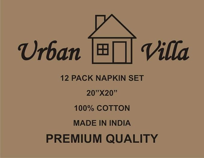 Urban Villa Dinner Napkins Pizza Print Cloth Napkins (Set of 12) Oversized 20x20 Inches 100% Cotton Premium Quality Soft Durable with Mitered Corners Reusable Washable Everyday Use Napkins