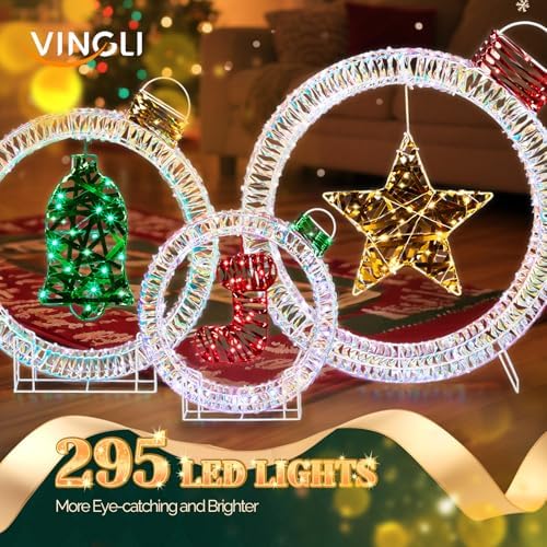 vingli set of 3 lighted iridescent cut out, close-up detail
