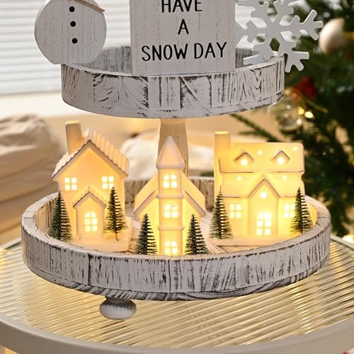 ceramic white christmas village houses, light up porcelain, side view