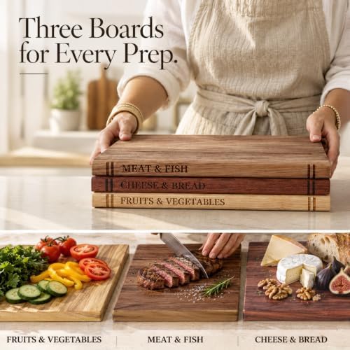 premium book cutting board set with stand –, close-up detail