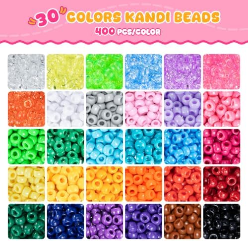 simetufy 12,000pcs pony beads bulk 30 colors for, side view