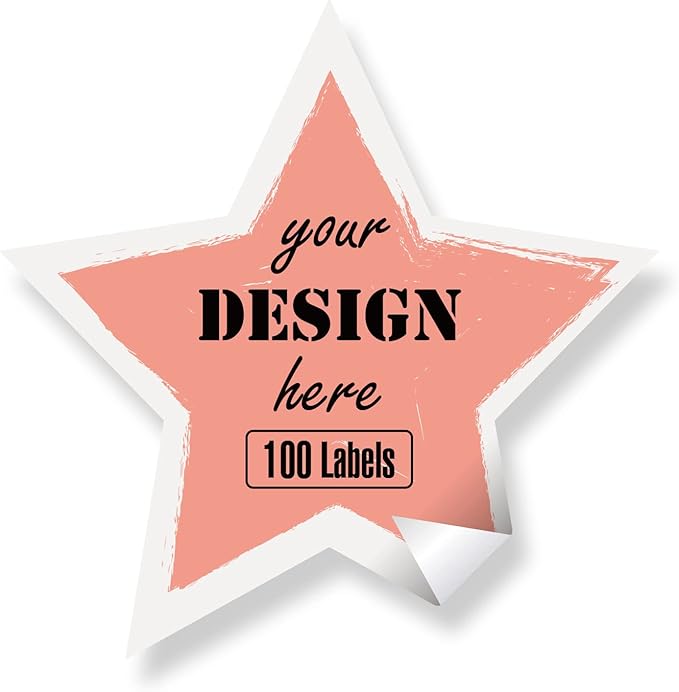 Custom Stickers Personalized Labels - Customized Stickers with Any Design Image Logo Text,Custom Thank You Label Stickers,Custom Stickers for Business Logo,100 Labels (Star,3.5"x3.5")