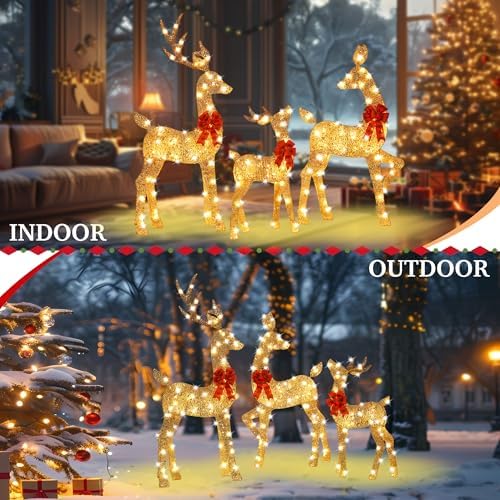 48 inch 2.5d gold lighted christmas deer decorations, package contents
