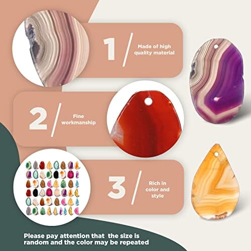 nuenen 50 pcs polished agate slices bulk drilled, side view