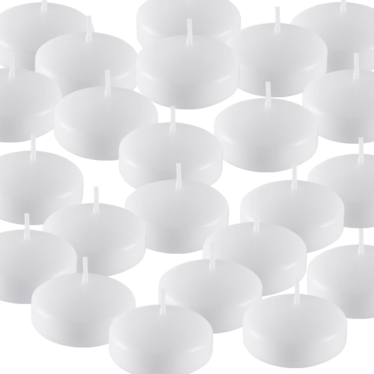 50 Pack of 2-Inch White Floating Candles - Ideal for Weddings, Home Décor, Spa Baths, and Romantic Settings.