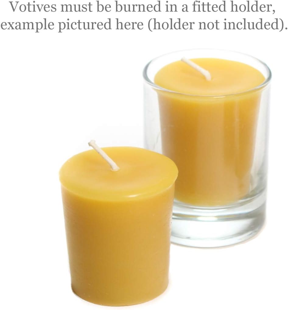 Bluecorn Beeswax Votive Candles, Raw Yellow, 4 Pack | 100% Pure Bees Wax Candles, 12+ Hours Long Lasting Burn, Unscented, Non-Toxic & Clean Burning, Made in USA