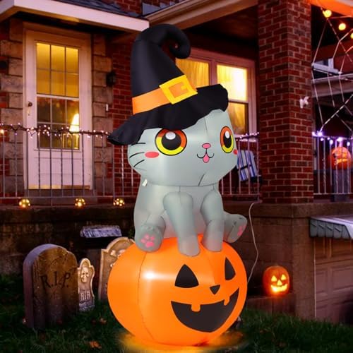 goosh 6 ft halloween inflatables cat outdoor decorations shown in use