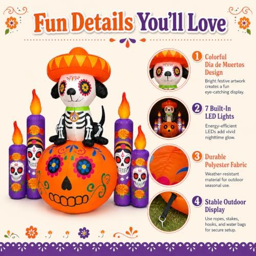 6 ft halloween decorations outdoor inflatable dog with showing dimensions