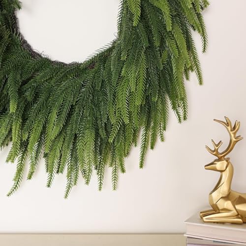 26" lifelike artificial christmas norfolk pine wreath for on a desk or shelf