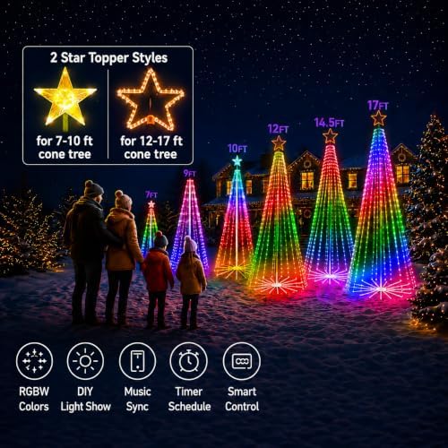 14.5ft outdoor christmas tree with light, diy light showing dimensions