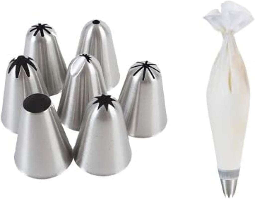 Lakeland Piping Nozzles & Reusable Bag Gift Set - 7 Pieces (Nylon, Silver)