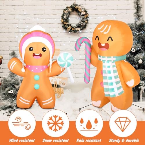 soulchen 2 pcs 5ft christmas gingerbread inflatable decoration, side view