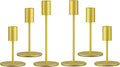 zeochyni Set of 6 Gold Taper Candle Holders Candlestick Holders, Decor Candle Stick Candle Holder for Table or Mantel Centerpiece, Wedding, Dinning, Party Home Decor
