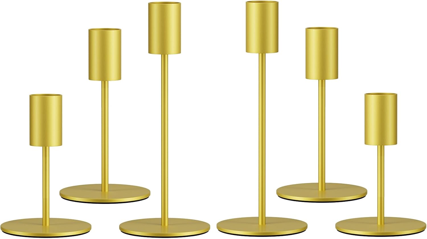 zeochyni Set of 6 Gold Taper Candle Holders Candlestick Holders, Decor Candle Stick Candle Holder for Table or Mantel Centerpiece, Wedding, Dinning, Party Home Decor