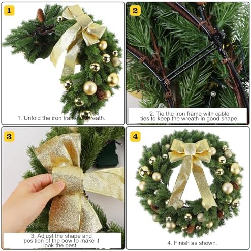 hausse 21" lighted christmas wreath with metal hanger, package contents