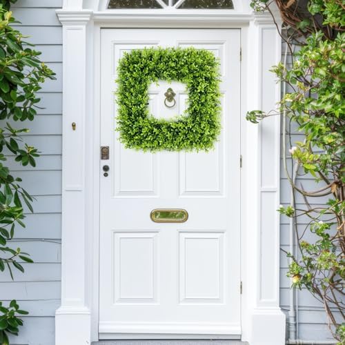 20 inch large boxwood wreath spring summer artificial on a desk or shelf