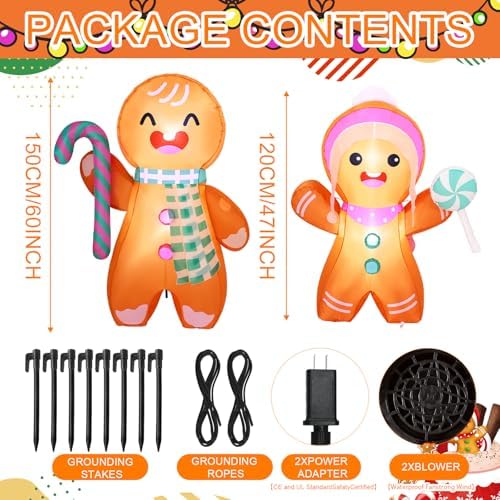 soulchen 2 pcs 5ft christmas gingerbread inflatable decoration shown in use