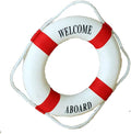 MorroMorn Lifebuoy Wall Hanging Decor - Welcome Aboard Mediterranean Style Home Decoration (Red, 20")