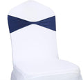 VDS Pack of 100 PCS | Navy Blue | Spandex Chair Sashes Bows Without Buckle | Stretch Elastic Banquet Universal Folding Chair Band Tie with for Wedding Party Conference Celebration Event Decoration