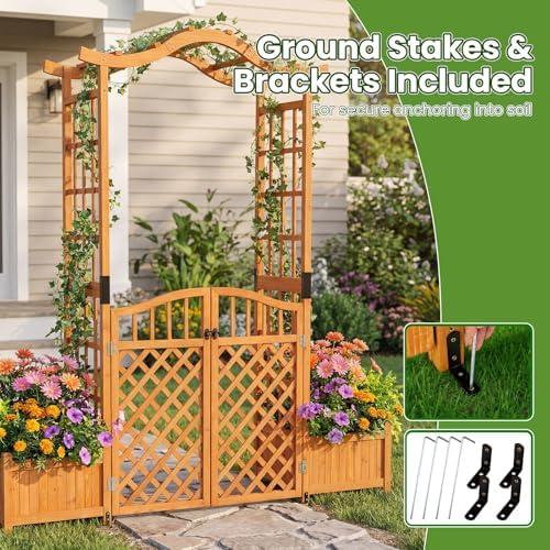 happygrill 83" garden arbor with gate & 2 on a desk or shelf