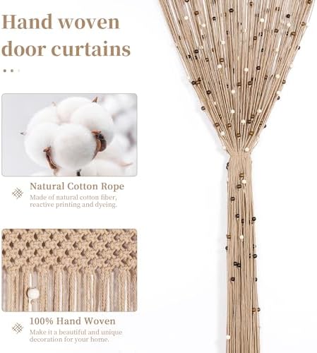 bechaeo boho macrame bead curtain for door window showing dimensions