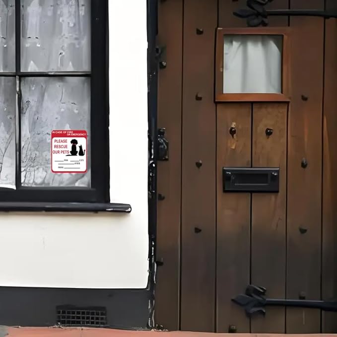 in Case of Fire or Emergency Please Rescue Our Pets Stickers – Pet Alert Safety Stickers, 5x4 inch Pet Fire Rescue Signs for Car and Home Windows 6PCS