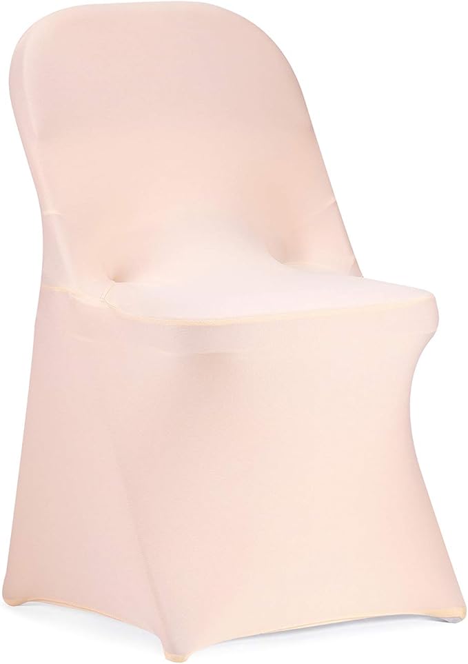 Peomeise Stretch Spandex Folding Chair Cover for Wedding Party Dining Banquet Event (Blush Pink,25pcs)